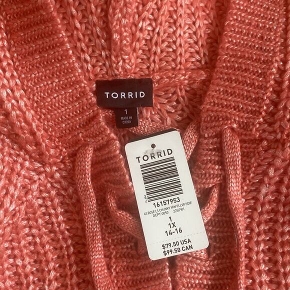 Torrid Rose Chunky Pullover Hooded Raglan Sweater - Picture 8 of 10